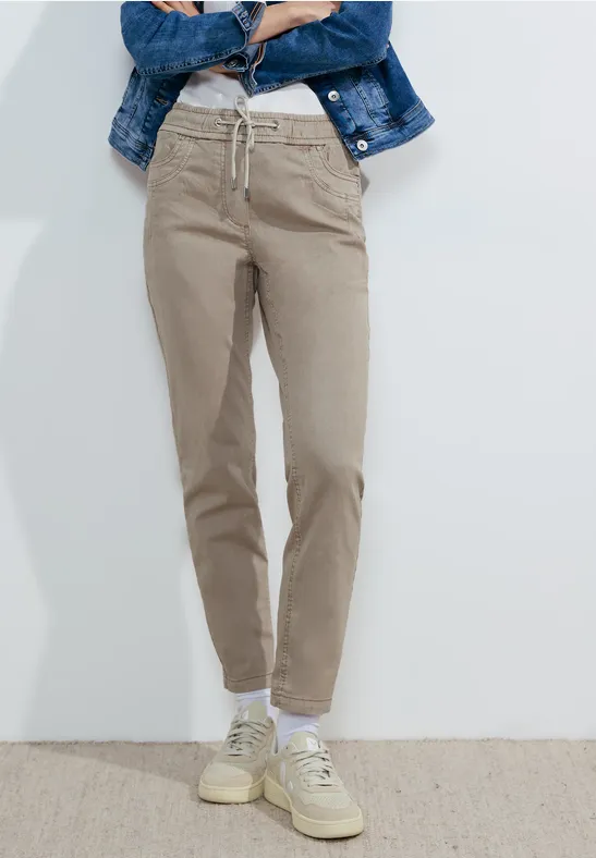 Beige Joggpants im Casual Fit