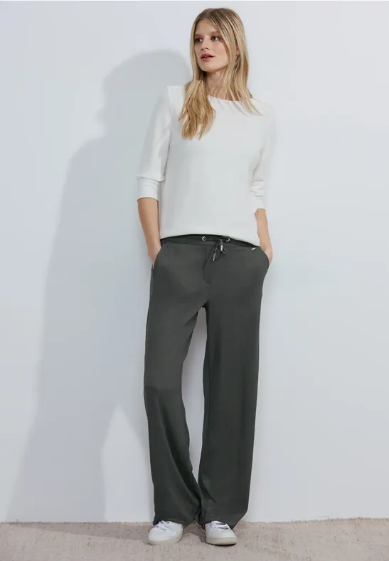 Damen High Waist Hose mit weitem Bein