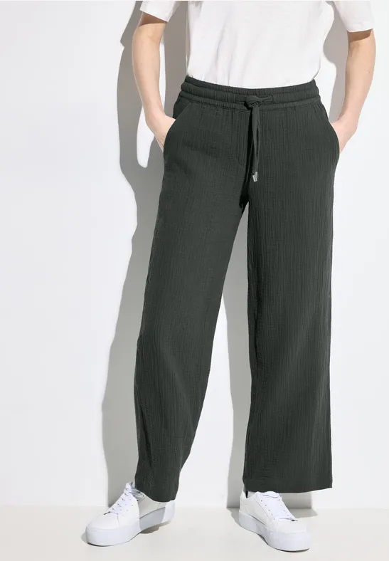 Musselin Hose mit lockerem Schnitt und Kordelzug