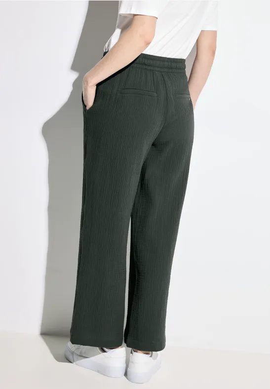 Musselin Hose mit lockerem Schnitt und Kordelzug