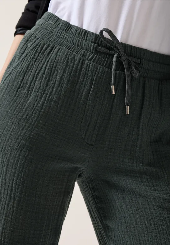 Musselin Hose mit lockerem Schnitt und Kordelzug