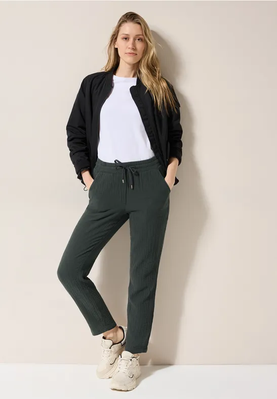 Musselin Hose mit lockerem Schnitt und Kordelzug