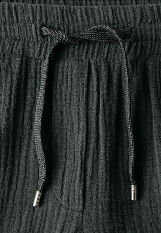 Musselin Hose mit lockerem Schnitt und Kordelzug