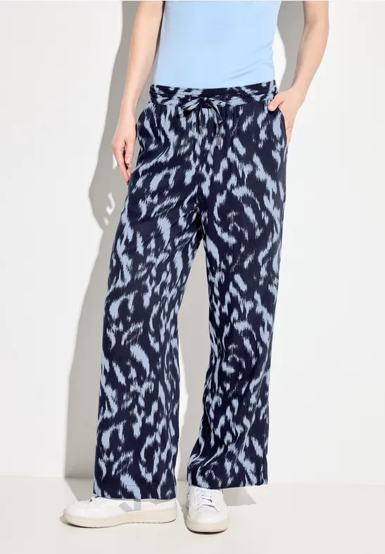 Gemusterte, Weitgeschnittene Culottes mit Kordelzug
