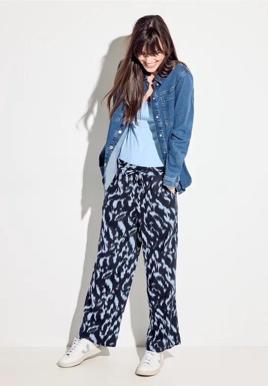 Gemusterte, Weitgeschnittene Culottes mit Kordelzug
