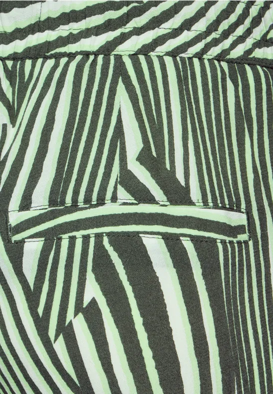 Grüne Hose mit weitem Bein und Muster