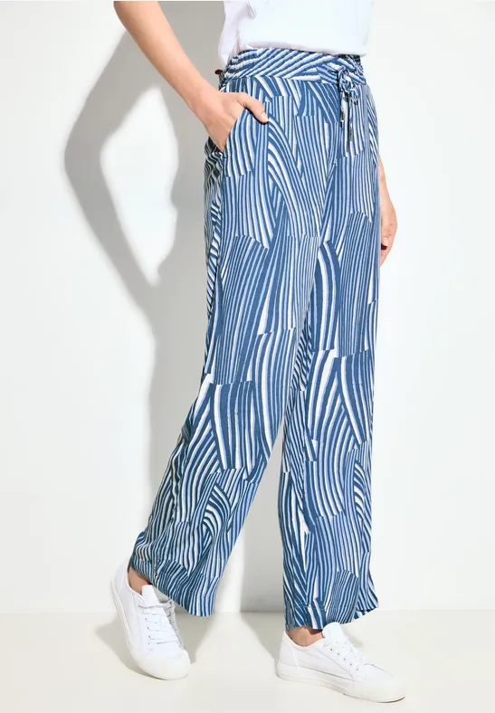 Gestreifte Loungehose mit weitem Bein