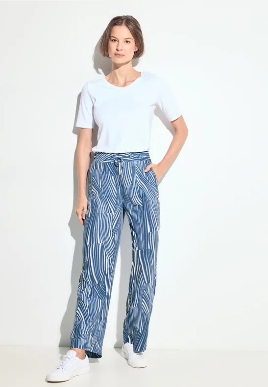 Gestreifte Loungehose mit weitem Bein