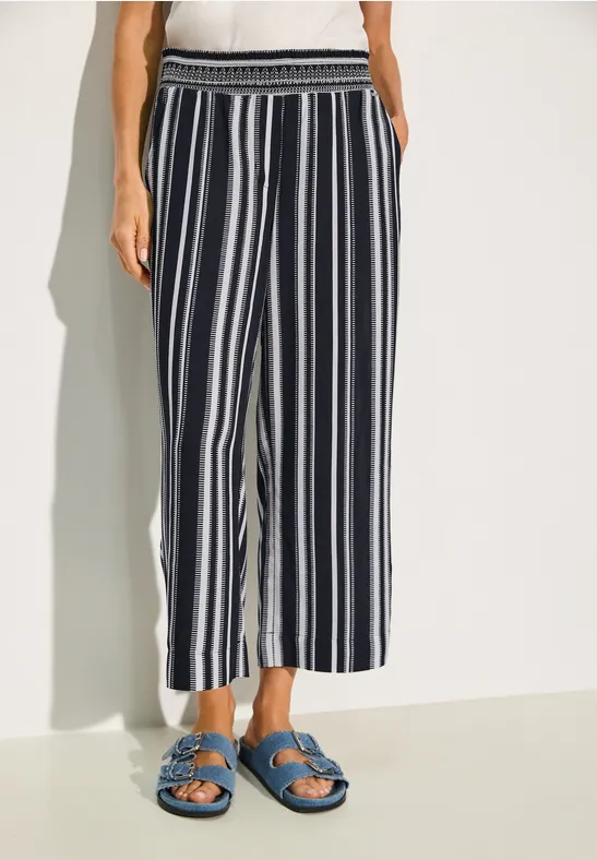 Gestreifte, weitgeschnittene Cropped-Hose