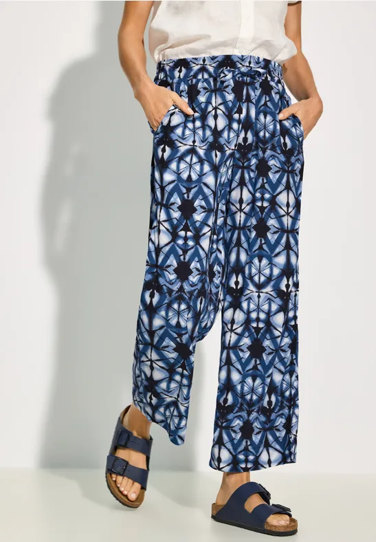 Gestreifte, weitgeschnittene Cropped-Hose