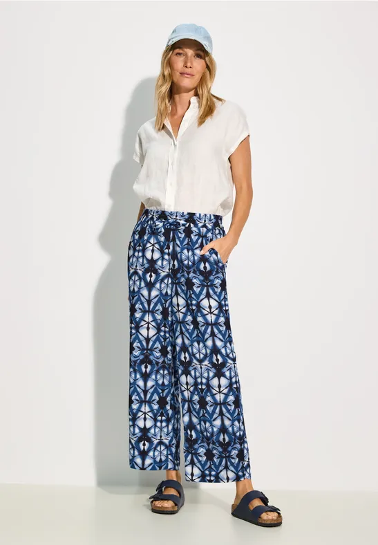 Gestreifte, weitgeschnittene Cropped-Hose