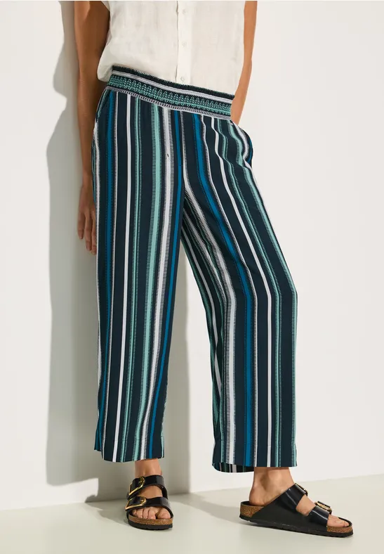 Gestreifte Culottes Hose im Loose Fit