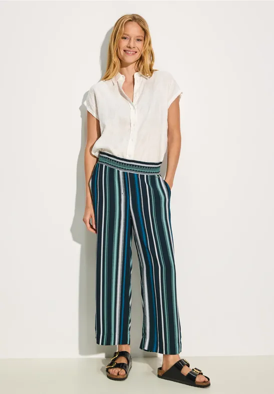 Gestreifte Culottes Hose im Loose Fit