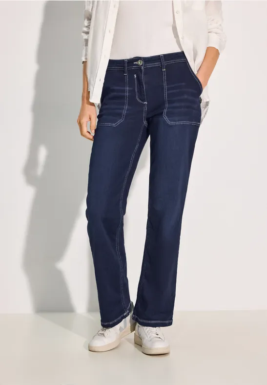 Jeans mit lockerer Passform in dunkler Waschung
