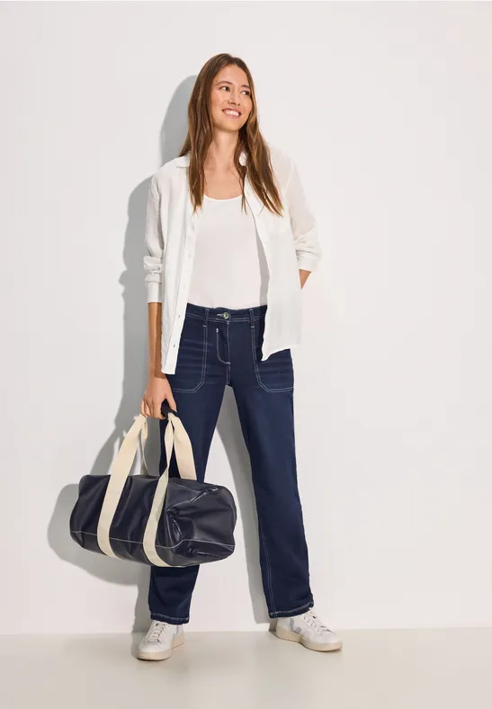 Jeans mit lockerer Passform in dunkler Waschung