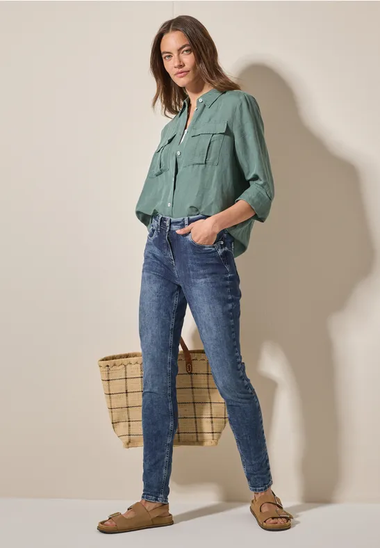 Damen Slim Fit Jeans mit hoher Taille