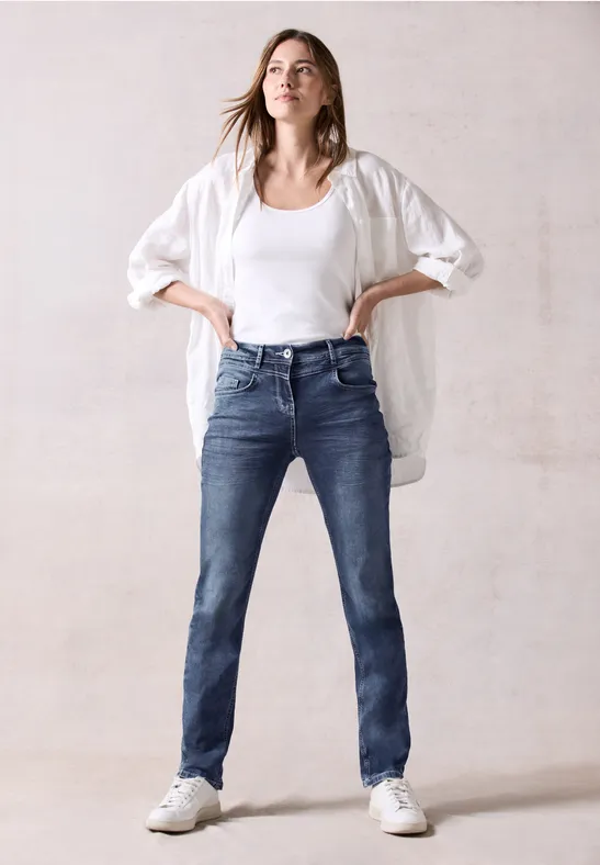 Damen Slim Fit Jeans mit hoher Taille