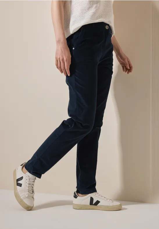 Damen Cord Chino Hose in Marineblau
