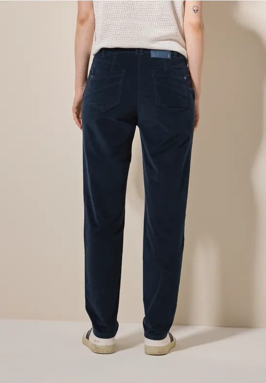 Damen Cord Chino Hose in Marineblau
