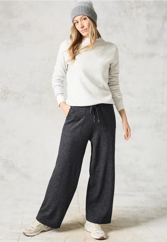 Lässige Strickhose mit weitem Bein