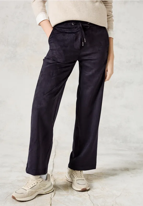 Damen Velours-Hose mit weitem Bein