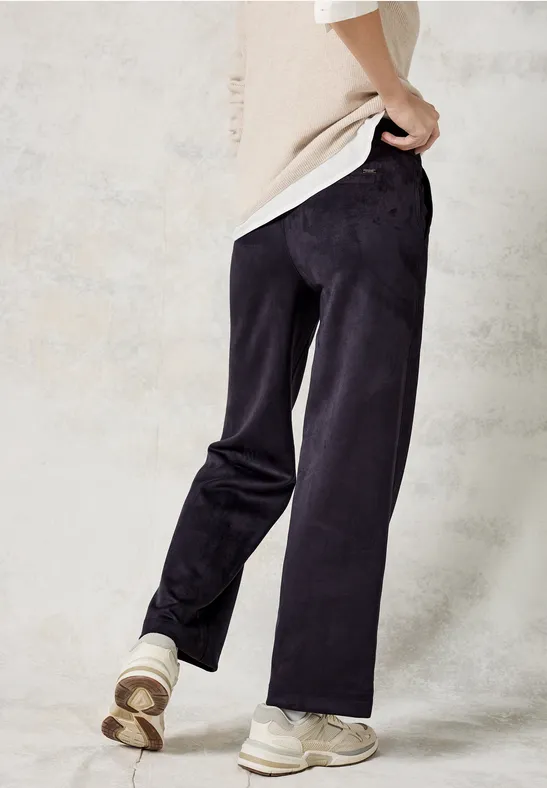 Damen Velours-Hose mit weitem Bein