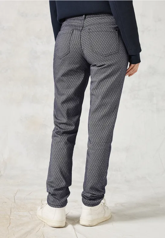 Bedruckte, schmal geschnittene Freizeithose
