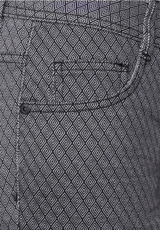 Bedruckte, schmal geschnittene Freizeithose