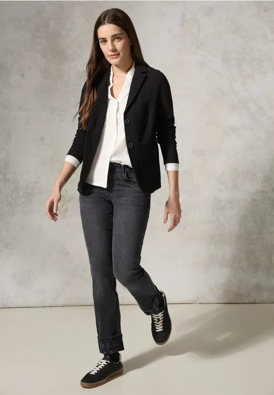 Jeans mit geradem Bein und Umschlag