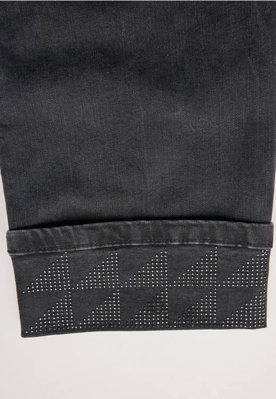 Jeans mit geradem Bein und Umschlag