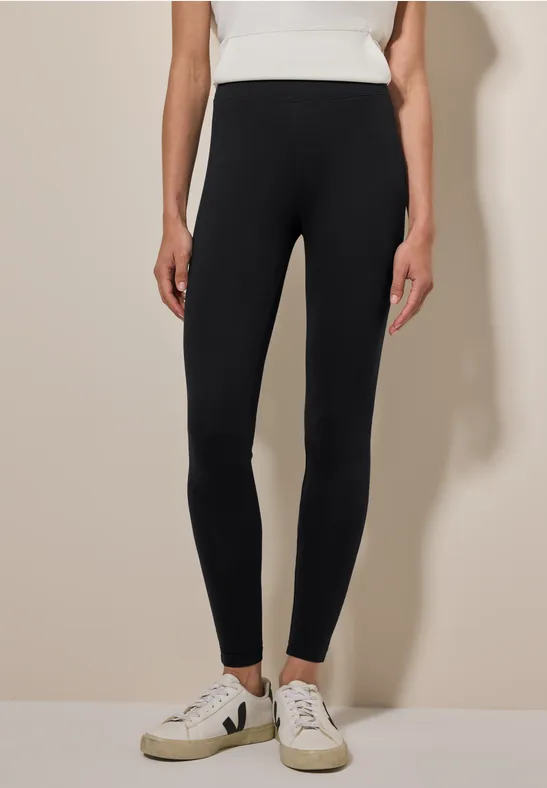 Schwarze, hoch taillierte Stretch-Leggings