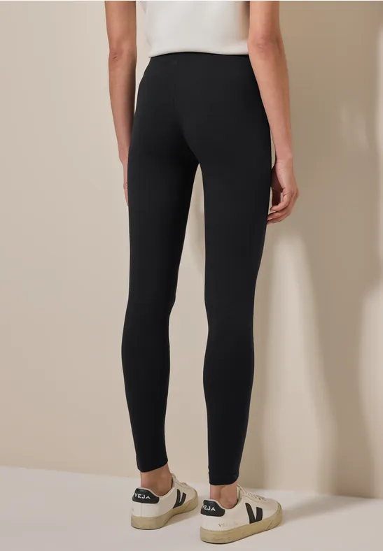Schwarze, hoch taillierte Stretch-Leggings