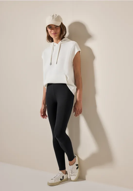 Schwarze, hoch taillierte Stretch-Leggings