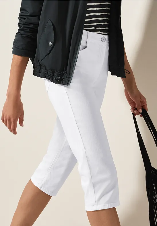 Damen Weiße Capri Jeans Schlankes Bein