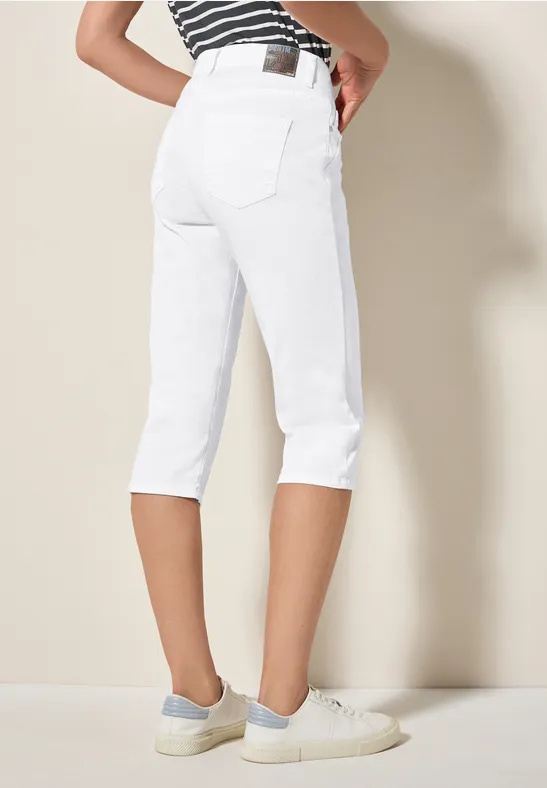 Damen Weiße Capri Jeans Schlankes Bein