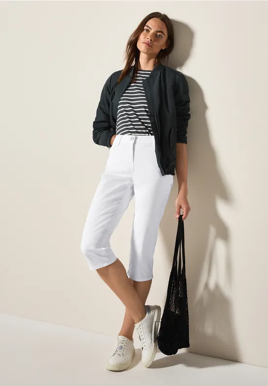 Damen Weiße Capri Jeans Schlankes Bein