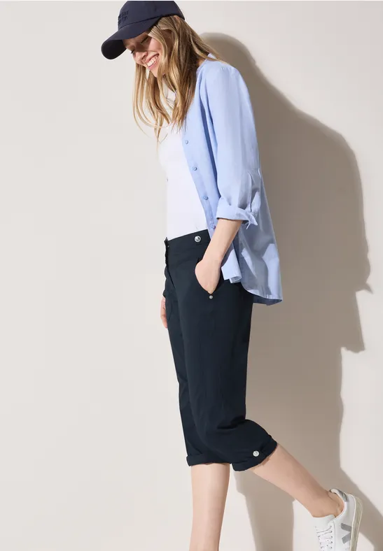 Lässige Cropped Hose mit Umschlag