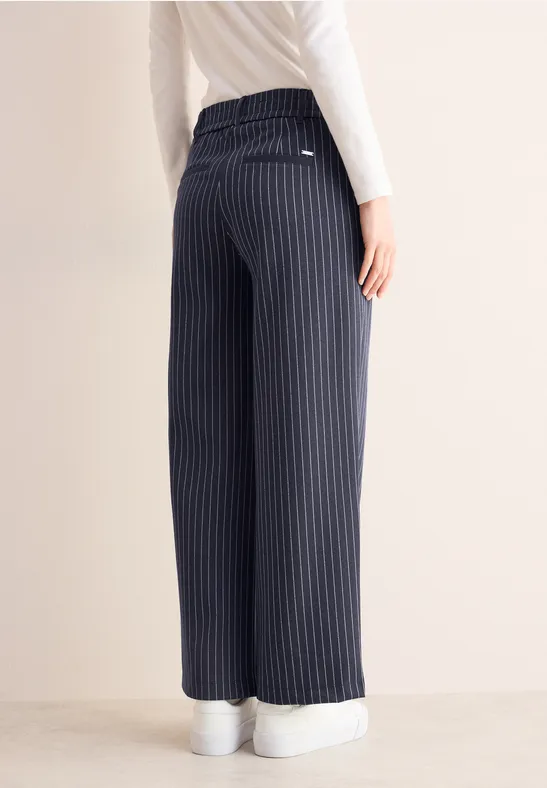 Gestreifte Hose mit weitem Bein und hoher Taille