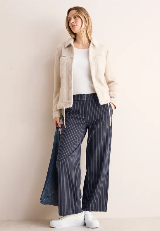Gestreifte Hose mit weitem Bein und hoher Taille