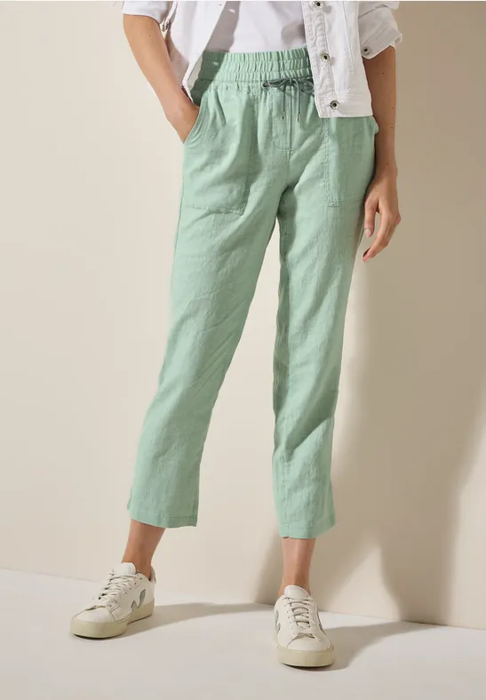 Lässige Leinenhose mit Kordelzug