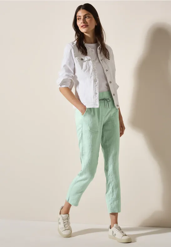 Lässige Leinenhose mit Kordelzug