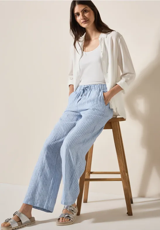 Weite Leinenhose mit Kordelzug