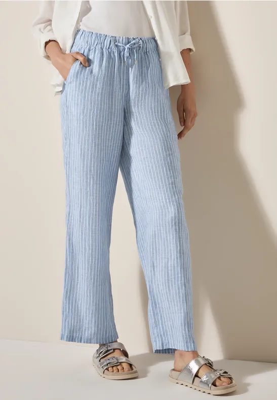 Weite Leinenhose mit Kordelzug
