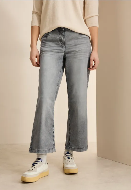 Cropped Wide-Leg Jeans aus Denim