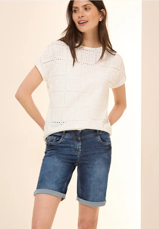 Denim Bermuda Shorts High Waist