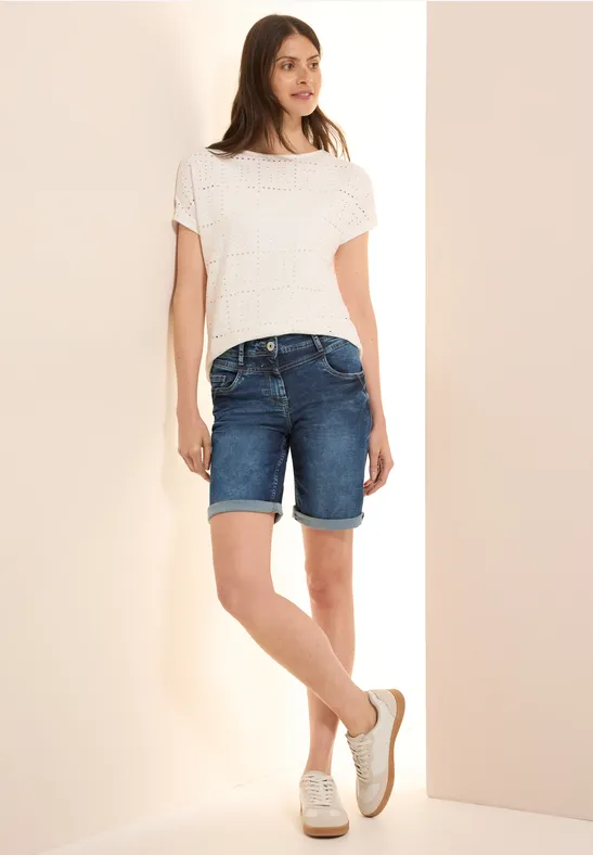 Denim Bermuda Shorts High Waist