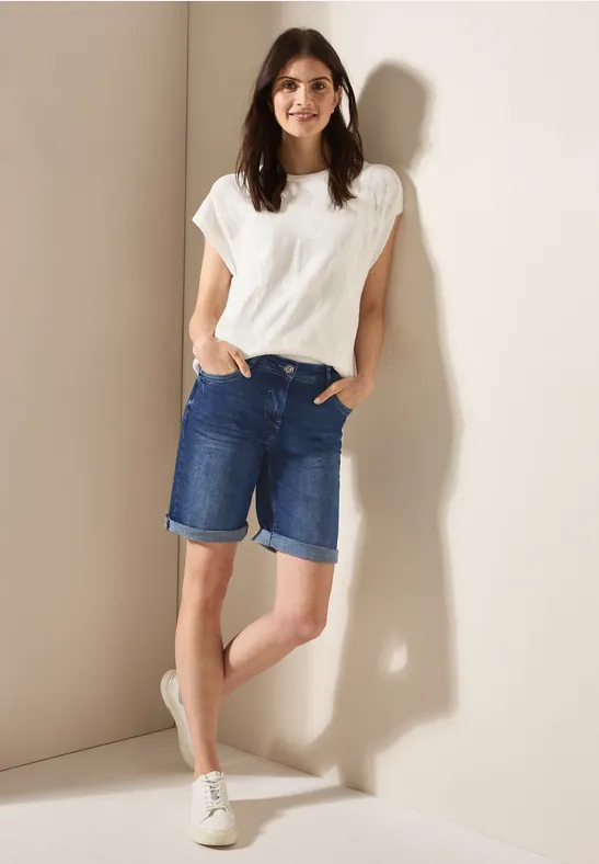 Denim Bermuda Shorts High Waist