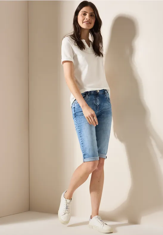 Denim Bermuda Shorts High Waist
