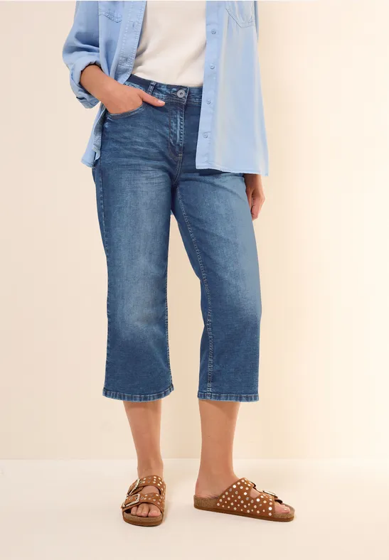 Damen 3/4 Jeans mit weitem Bein