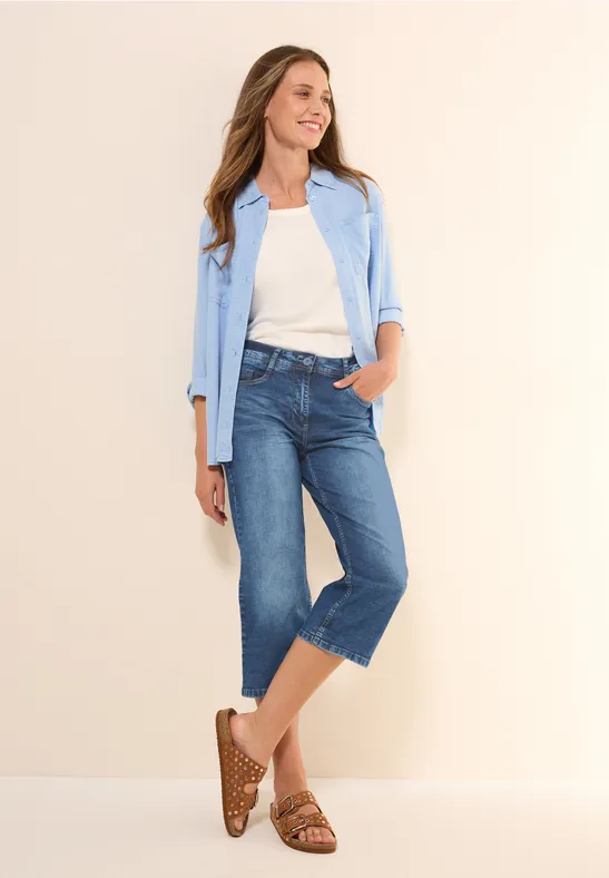 Damen 3/4 Jeans mit weitem Bein